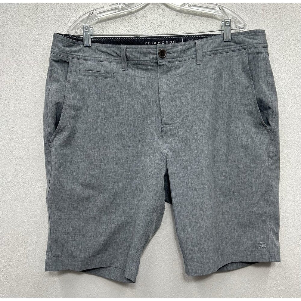 7 Diamonds Velocity Performance Shorts Size 38 Grey 10” Golf Stretch Quick dry